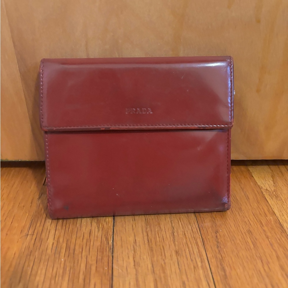 Prada Leather Wallet Red EUC